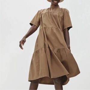 Everlane Brown Tiered Dress size xxs